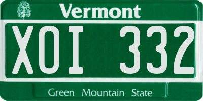 VT license plate XOI332