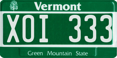 VT license plate XOI333