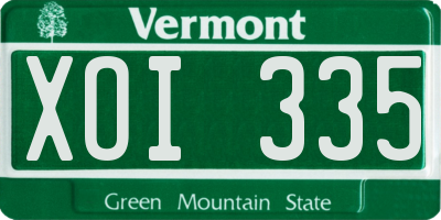 VT license plate XOI335