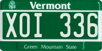 VT license plate XOI336