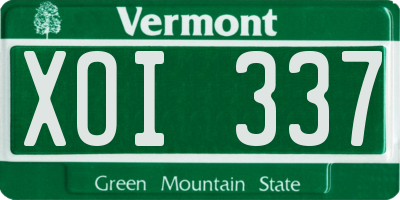 VT license plate XOI337