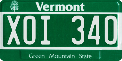 VT license plate XOI340