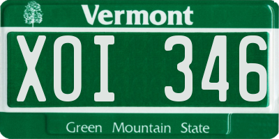 VT license plate XOI346