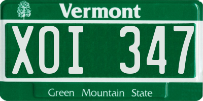 VT license plate XOI347