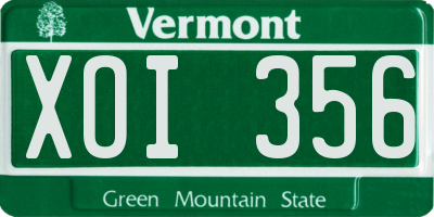 VT license plate XOI356