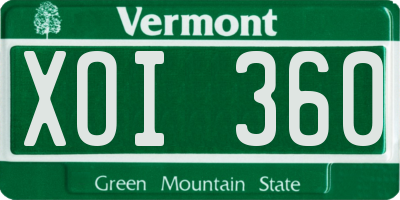VT license plate XOI360
