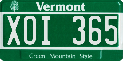 VT license plate XOI365