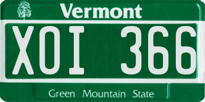 VT license plate XOI366