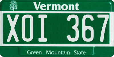 VT license plate XOI367