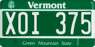 VT license plate XOI375
