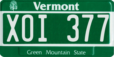 VT license plate XOI377