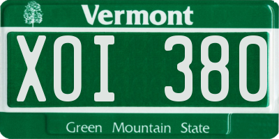 VT license plate XOI380