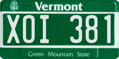 VT license plate XOI381