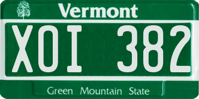 VT license plate XOI382