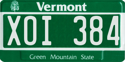 VT license plate XOI384