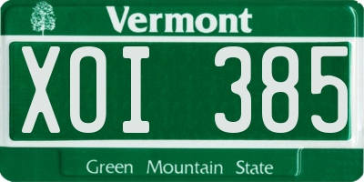 VT license plate XOI385