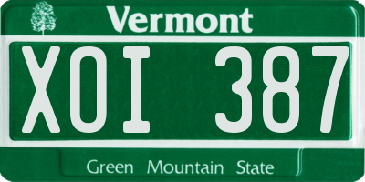 VT license plate XOI387