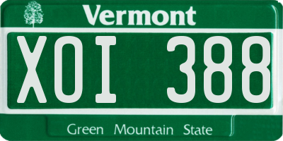 VT license plate XOI388