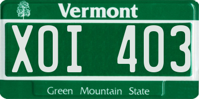 VT license plate XOI403