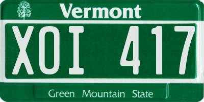VT license plate XOI417