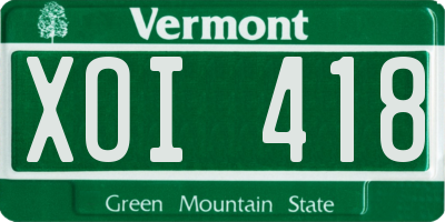 VT license plate XOI418