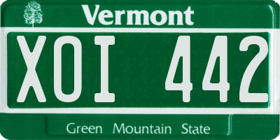 VT license plate XOI442