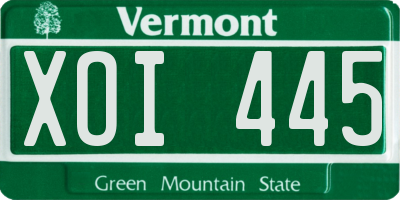 VT license plate XOI445