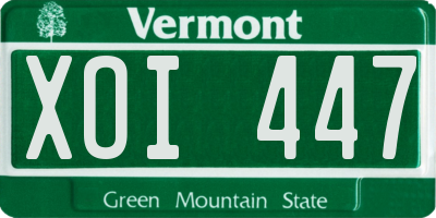 VT license plate XOI447