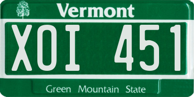 VT license plate XOI451