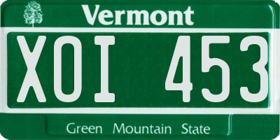 VT license plate XOI453