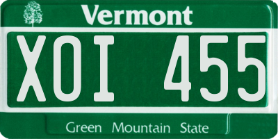 VT license plate XOI455