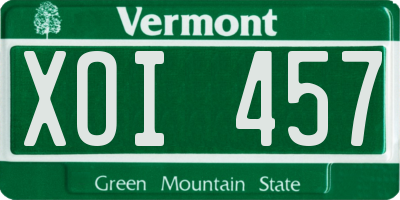 VT license plate XOI457