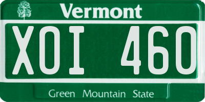 VT license plate XOI460