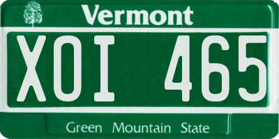 VT license plate XOI465