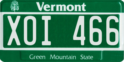VT license plate XOI466