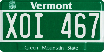VT license plate XOI467