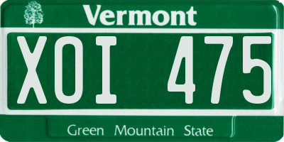 VT license plate XOI475