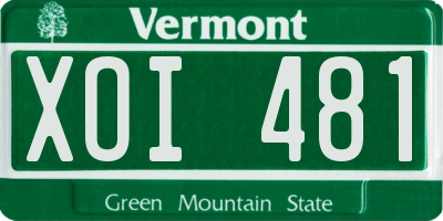 VT license plate XOI481