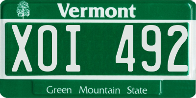 VT license plate XOI492