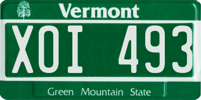 VT license plate XOI493