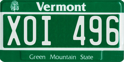 VT license plate XOI496