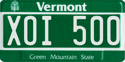 VT license plate XOI500