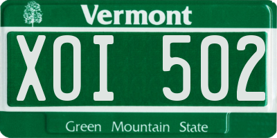 VT license plate XOI502