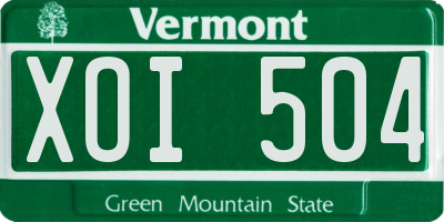 VT license plate XOI504