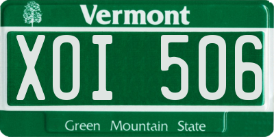 VT license plate XOI506