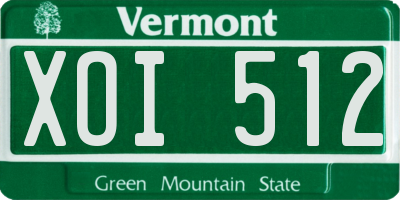 VT license plate XOI512