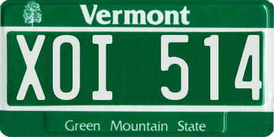 VT license plate XOI514