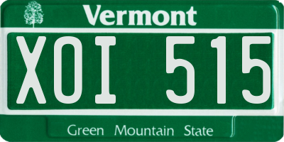 VT license plate XOI515