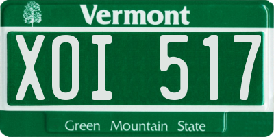 VT license plate XOI517