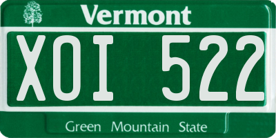 VT license plate XOI522